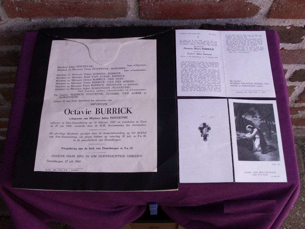Rouwbrief en bidprentjes., Verzamelen, Bidprentjes en Rouwkaarten, Ophalen of Verzenden, Rouwkaart