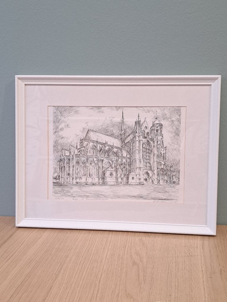 Ets Lier Sint-Gummaruskerk Frans Vanderveken 112/150, Antiek en Kunst, Architectuur, Gesigneerd, Ophalen of Verzenden, 20 cm