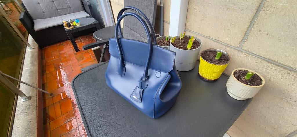 Sac à main Abro en cuir véritable - Bleu Marine, Enlèvement ou Envoi