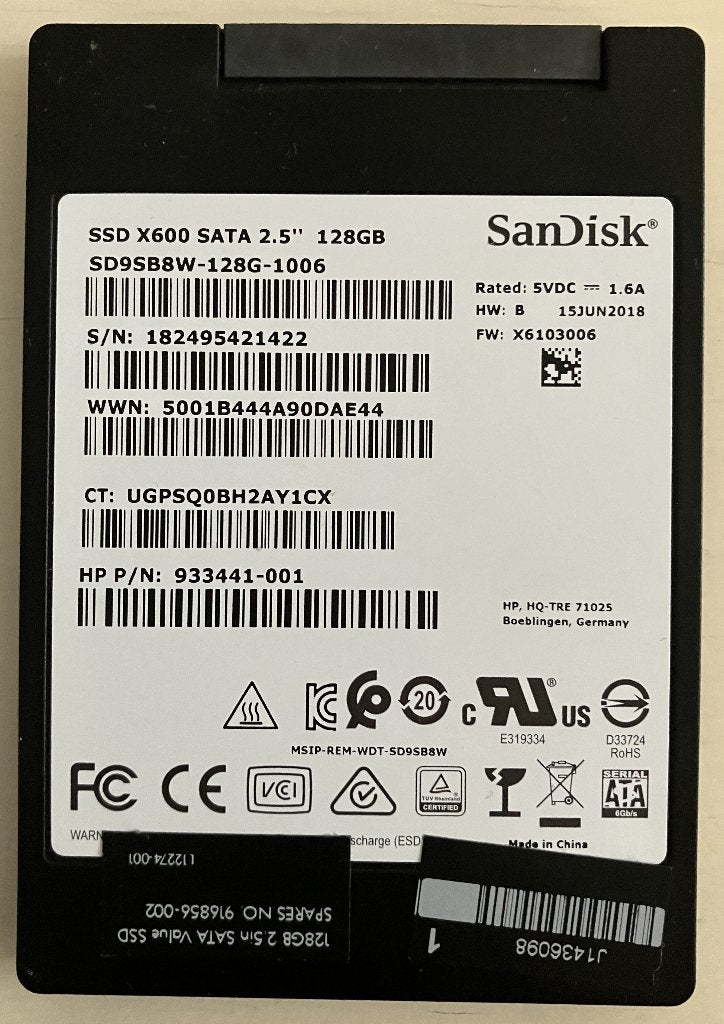 SanDisk X600 2.5" 128 GB, Ophalen, Intern, Gebruikt, 128 GB