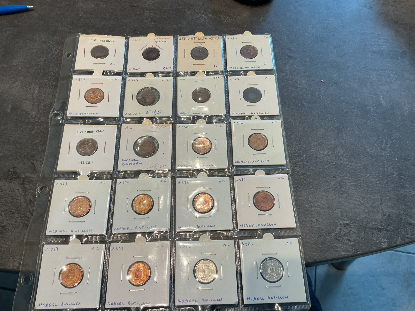 Nederlandse Antillen 20 x 1 cent 1952 tem 1980, Ophalen of Verzenden