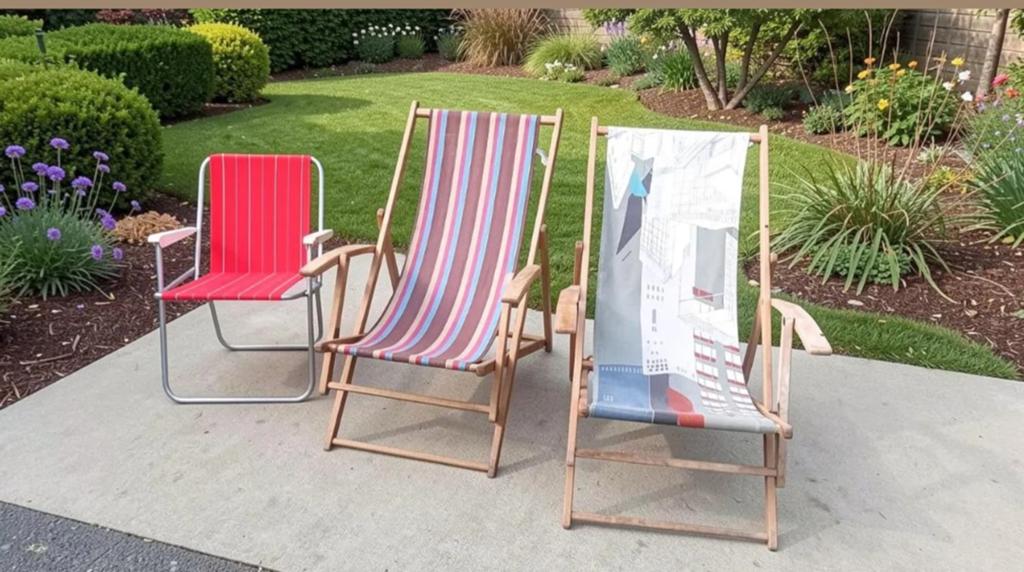 Chaises de plage vintage et chaise pliante de camping, Enlèvement