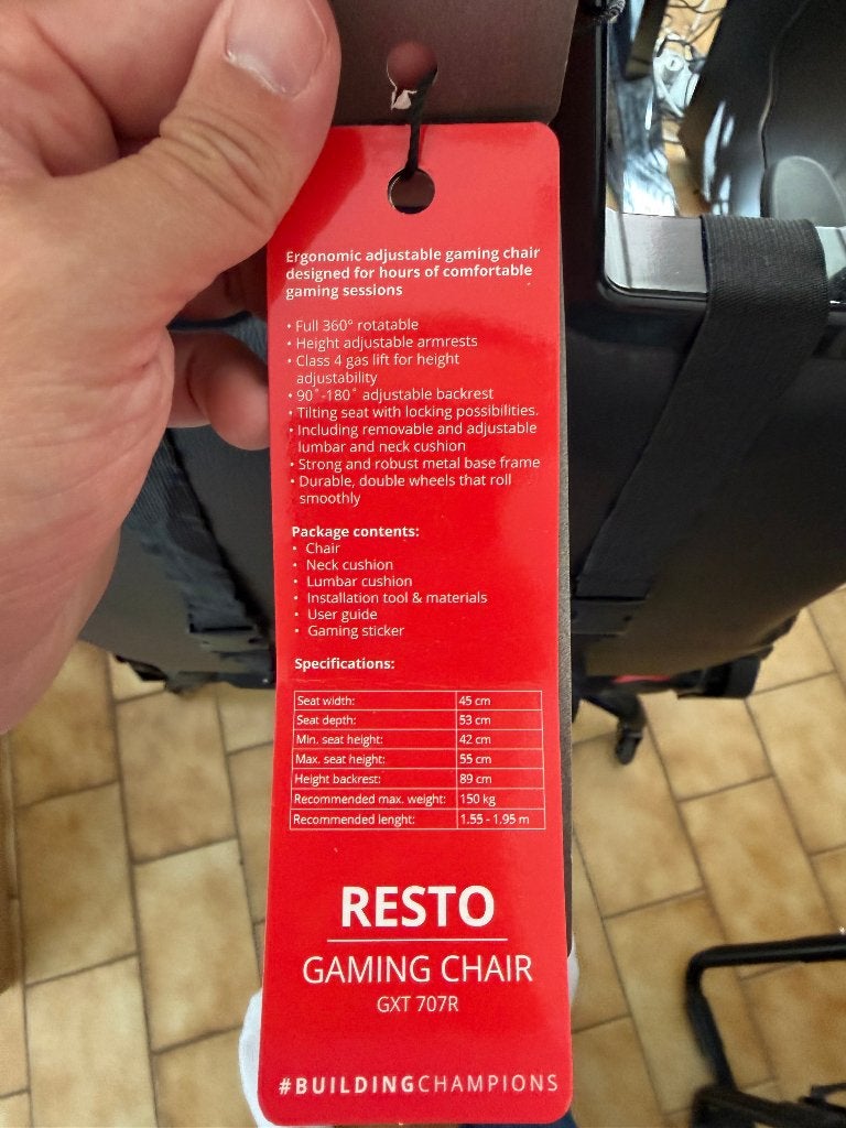 Chaise Gaming Trust GXT 707R Resto – Excellent état, Comme neuf, Chaise de bureau de gaming, Enlèvement, Chaise de bureau