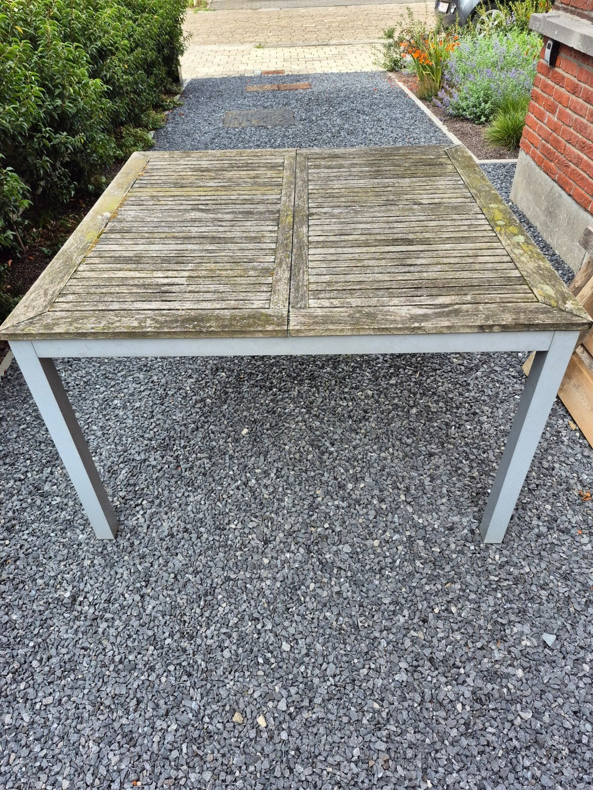 Tuintafel, Tuin en Terras, Tuintafels, Ophalen, Gebruikt, Vierkant, Hout