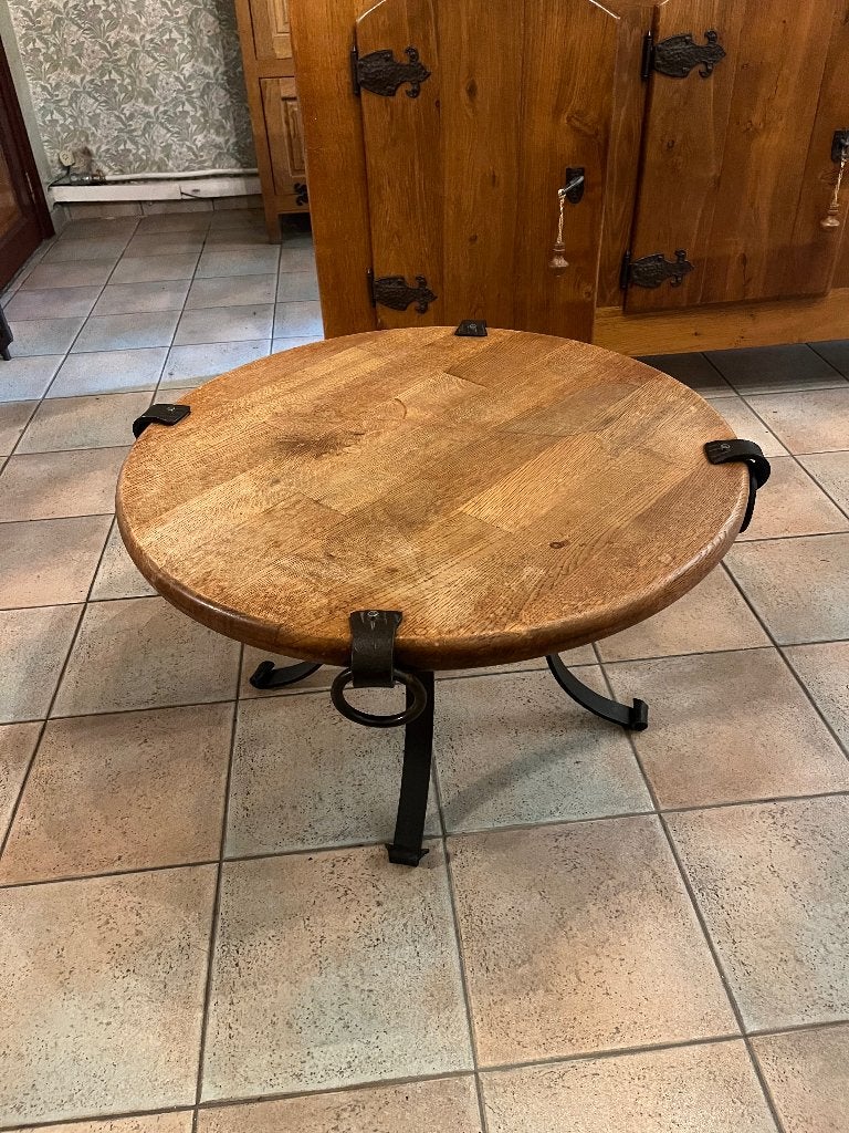 Ronde salontafel, Ophalen, Gebruikt, Eikenhout