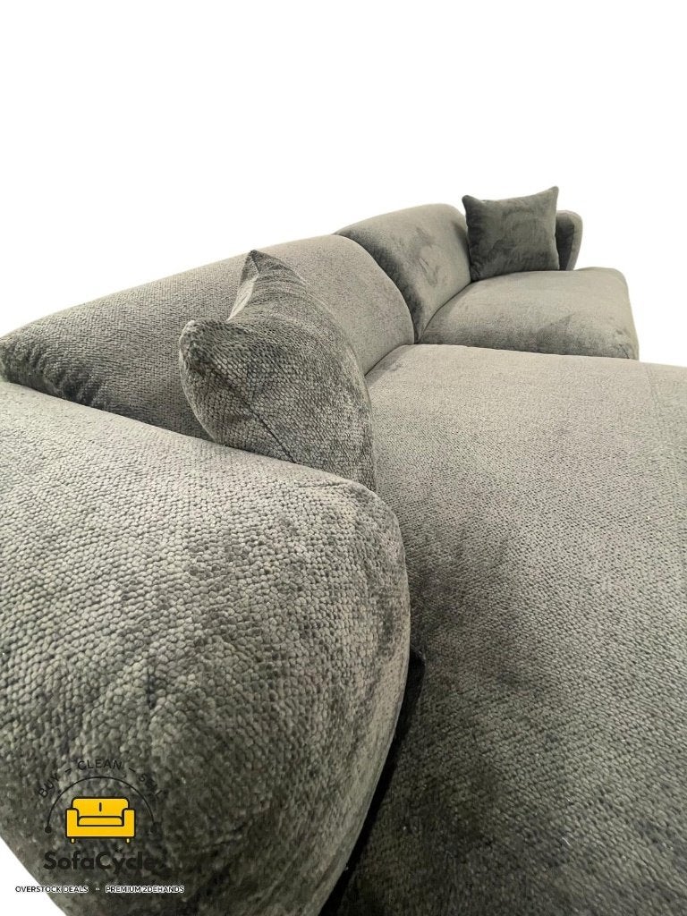 Hoekzetel antraciet in bouclé extra breed ligvlak, hoek L, Huis en Inrichting, Nieuw, Stof, Zonnestraat 223-229, 9600 Ronse, België