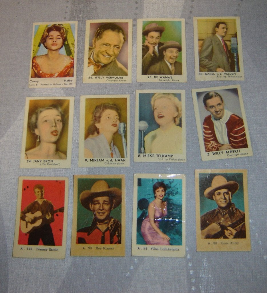 Chromos Filmsterren Maple Leaf+divers 96st, Gebruikt, Verzenden, 1940 tot 1960, Prent