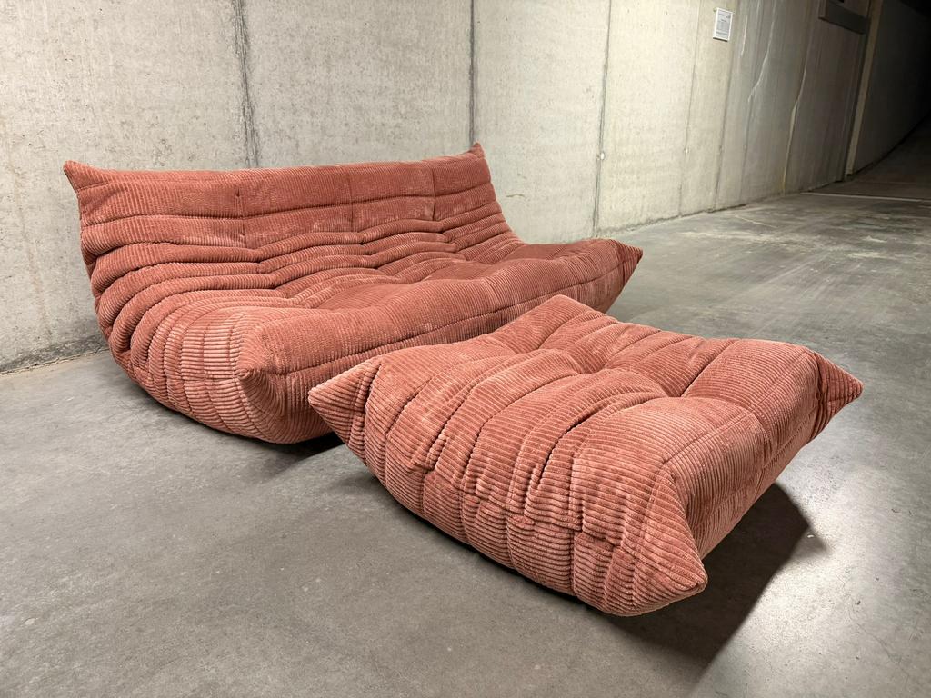Togo 3zit en ottoman Oud Roze ribfluweel, Huis en Inrichting, Ophalen of Verzenden, Togo ligne roset