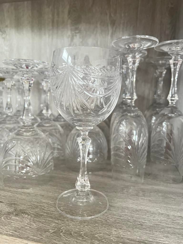 Handgeslepen Fr loodkristal 37glazen Artisanat de Lorraine, Antiek en Kunst, Ophalen