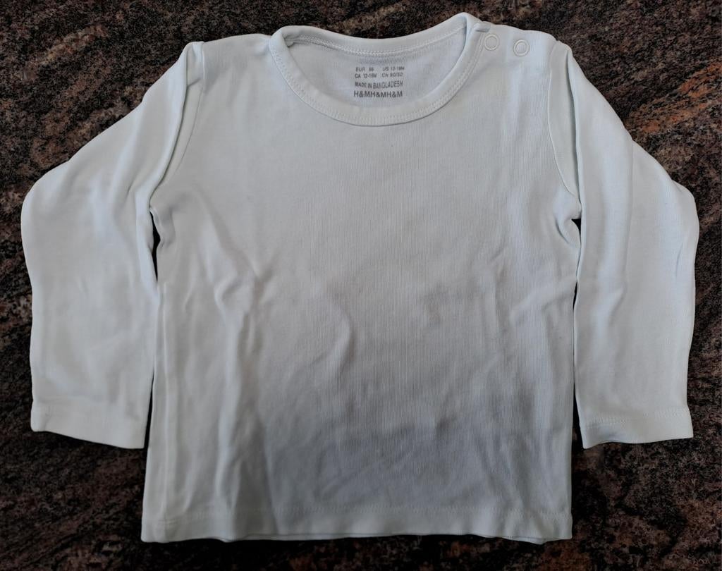Mt 86 Witte T-shirt lange mouwen, Kinderen en Baby's, Babykleding | Maat 86, Jongetje of Meisje, H&M, Ophalen of Verzenden, Zo goed als nieuw
