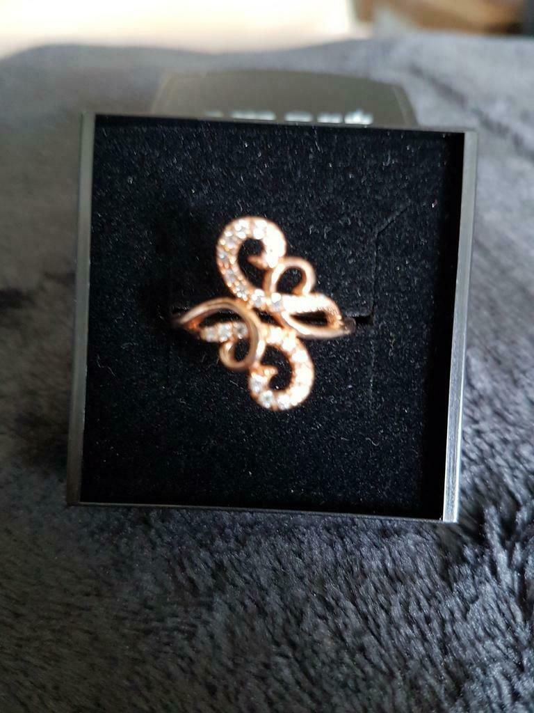 Ring in zilver 925 in rosé verguld maat 54, Enlèvement ou Envoi, Rose, Comme neuf, Avec cristal