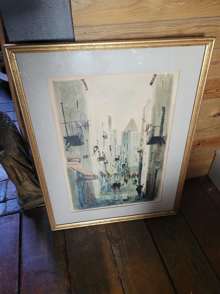 Aquarelle signée Santiago DIAZ, Antiek en Kunst, Ophalen
