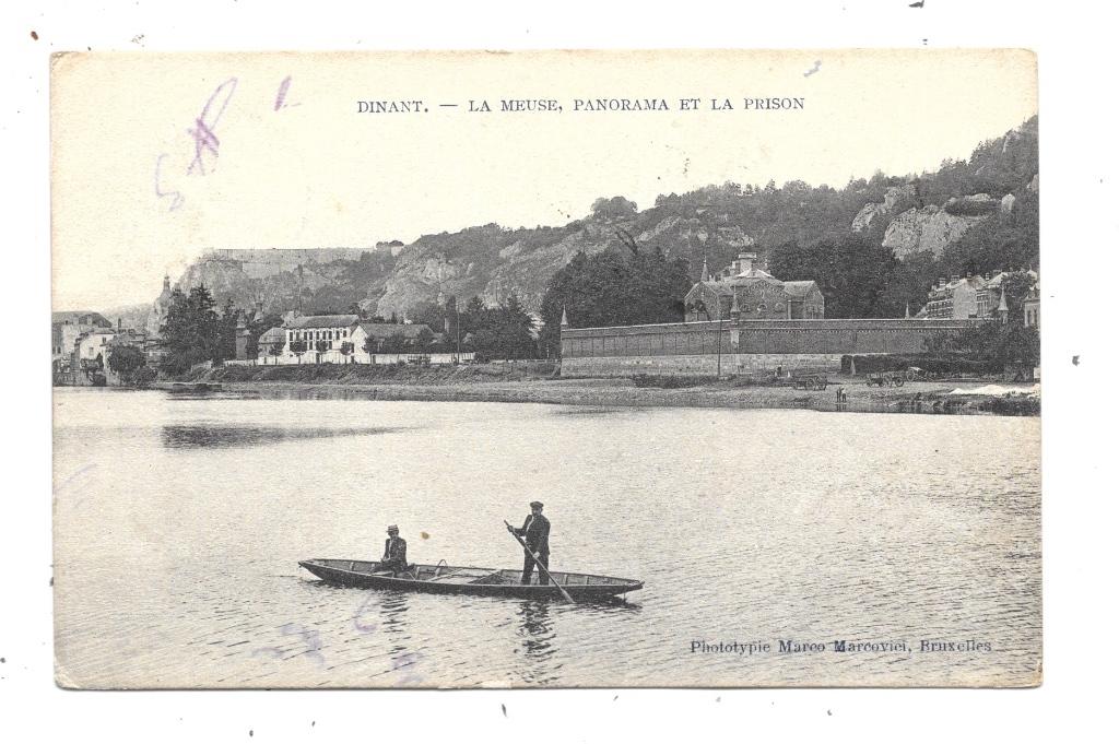 Dinant NA83: De Maas, Panorama en Gevangenis 1908, Verzenden, Voor 1920, Ongelopen, Namen