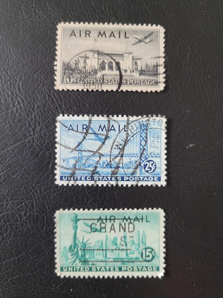 Amerikaanse luchtpostzegels uit 1947, Ophalen of Verzenden, Gestempeld