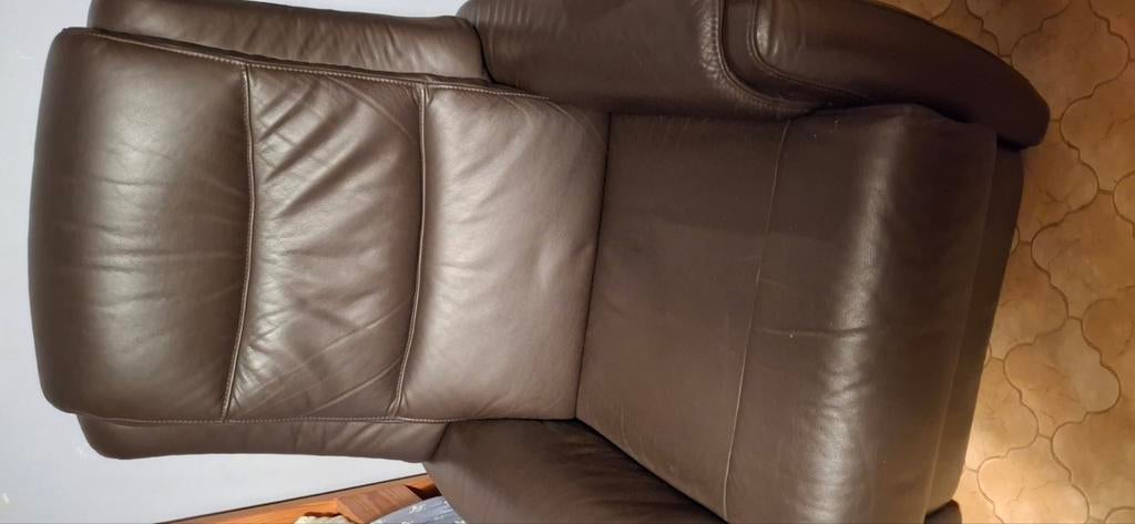 3 fauteuils en cuir brun avant electrique, Enlèvement, Utilisé, Cuir