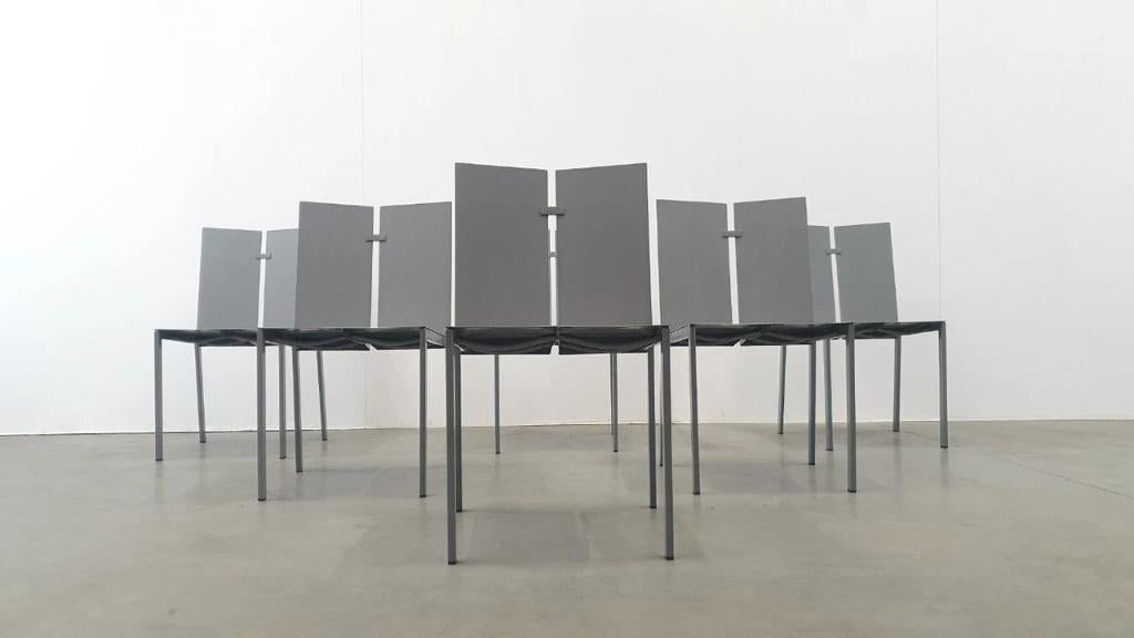 Frans van Praet vintage belgo chrom 2000s minimal design, Huis en Inrichting, Stoelen, Gebruikt, Vijf, Zes of meer stoelen, Metaal