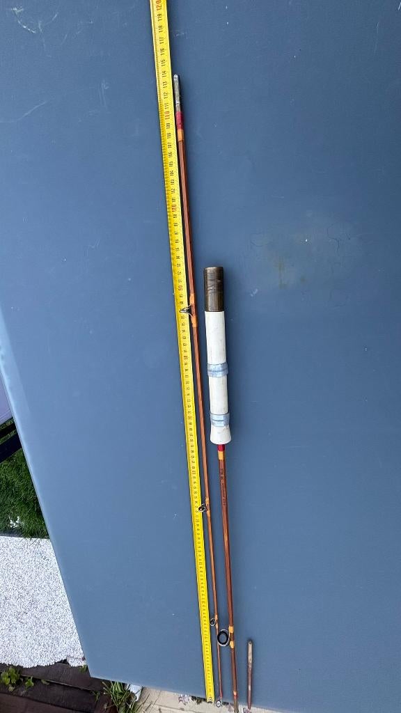 vintage split cane vishengel – 2-delig, Watersport en Boten, Ophalen of Verzenden, Gebruikt, Werphengel