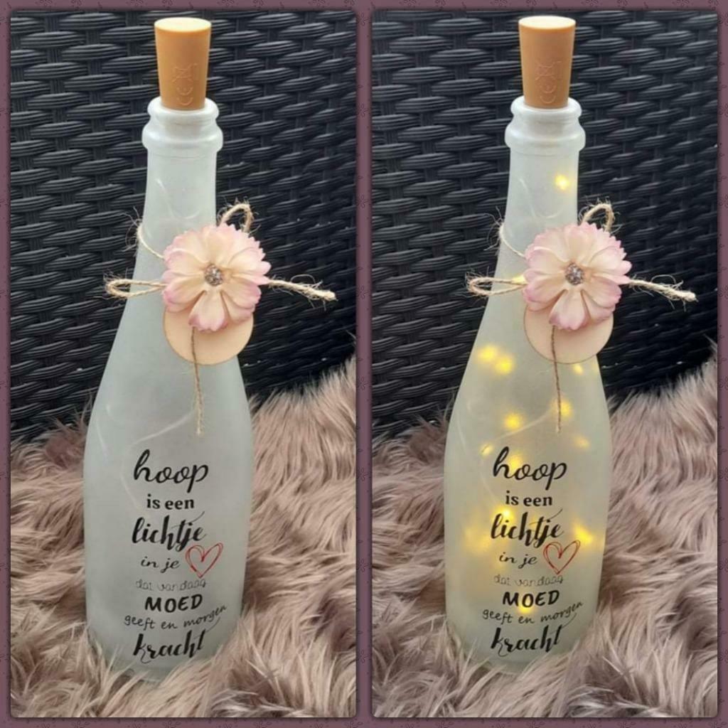 Decoratie fles met tekst en led licht, Ophalen of Verzenden, Nieuw