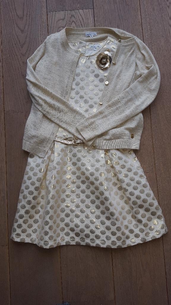 Communie kleed + trui + ceinture + broche maat 134, Ophalen of Verzenden, Zo goed als nieuw, Meisje, Setje
