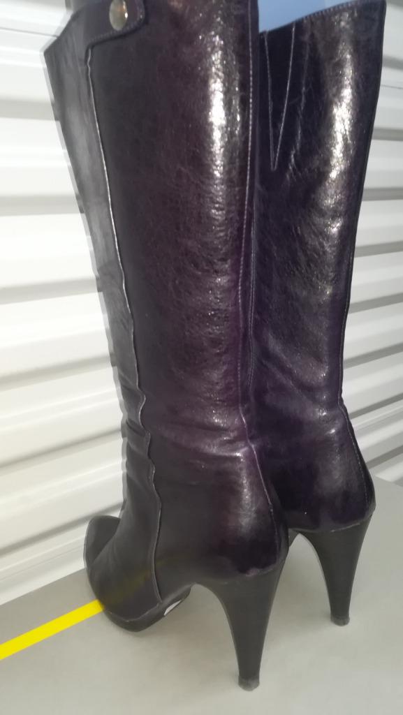 143B* MANAS mooie geheel leren paarse laarzen (40), Kleding | Dames, Hoge laarzen, Overige kleuren, Verzenden, Manas