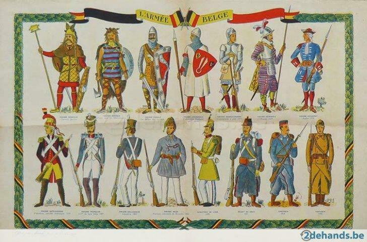 Oude prent "L' armée Belge" (1940), Collections, Enlèvement ou Envoi