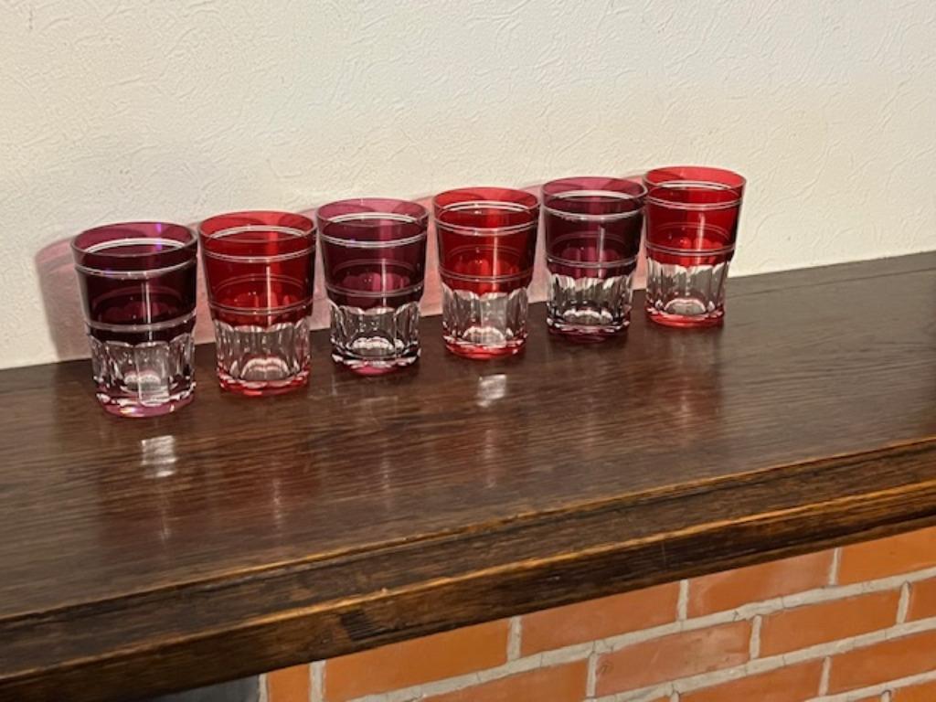 6 verres à thé en cristal Val Saint Lambert, Art Déco, Enlèvement