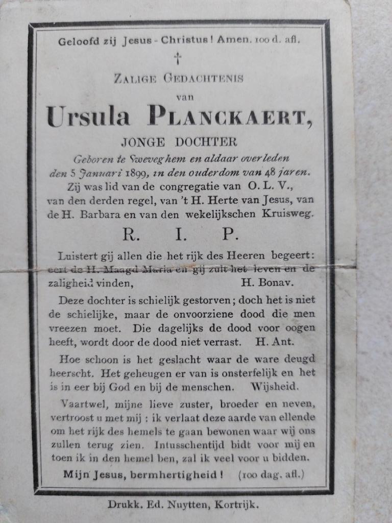 oud doodsprentje Zwevegem 1899, Verzamelen, Bidprentjes en Rouwkaarten, Verzenden