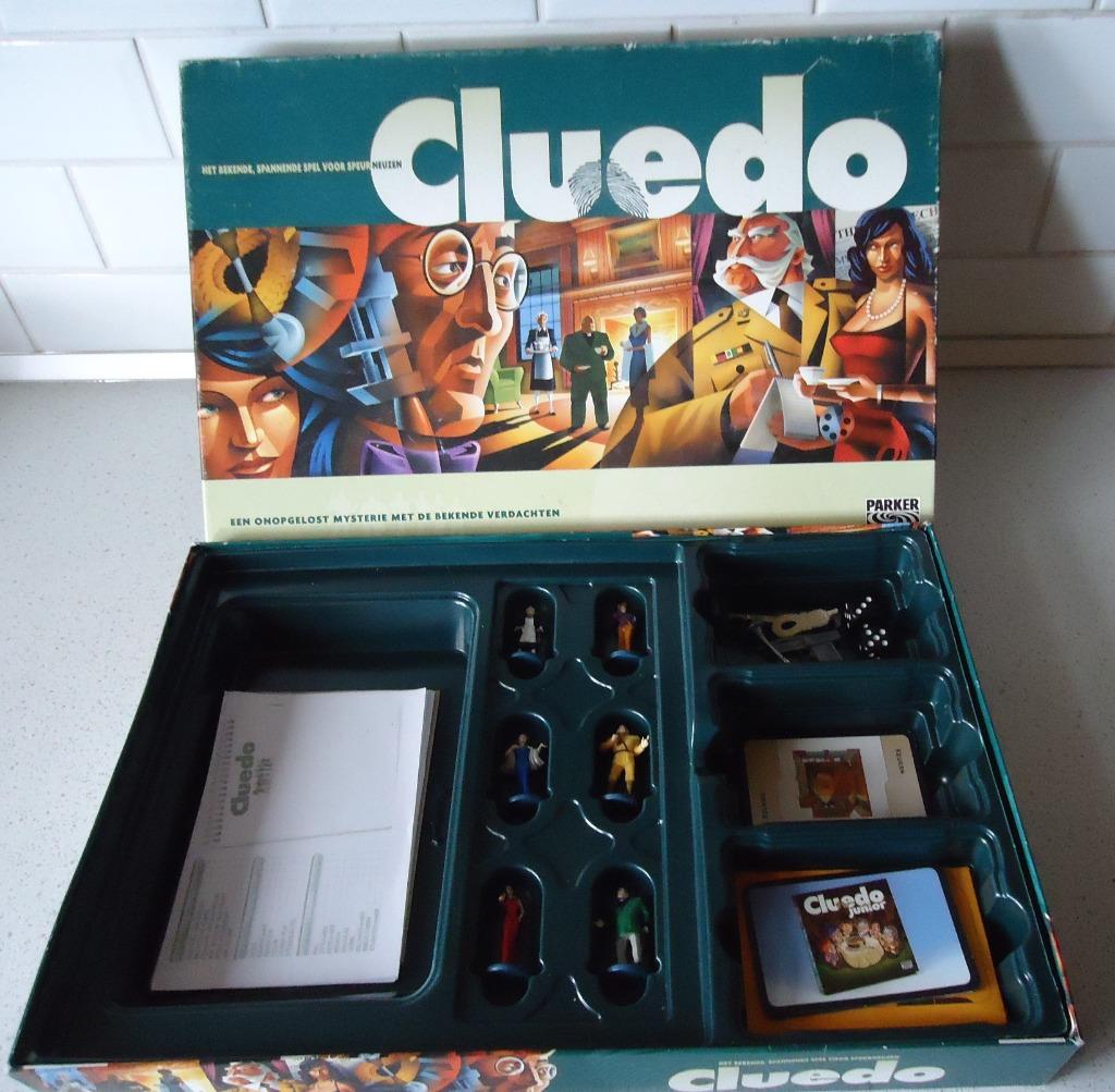 "Cluedo" van Parker anno 2006 met 6 verzamelfiguurtjes., Trois ou quatre joueurs, Enlèvement ou Envoi, Comme neuf, Parker
