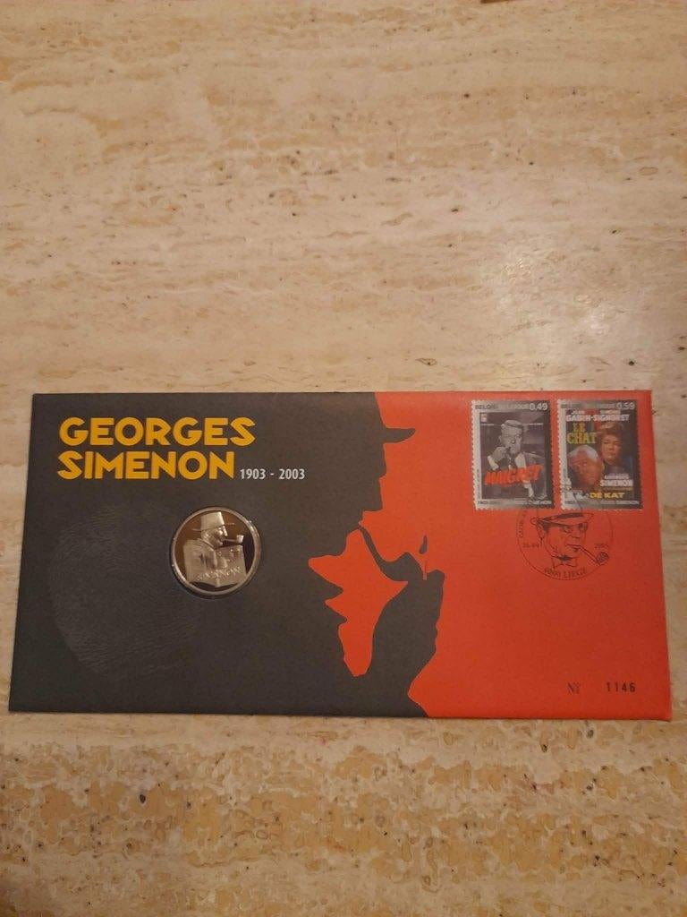 Numisletter 'George Simenon' 1903-2003 nr. 1146, Met envelop, Ophalen of Verzenden, Gestempeld, 1e dag stempel