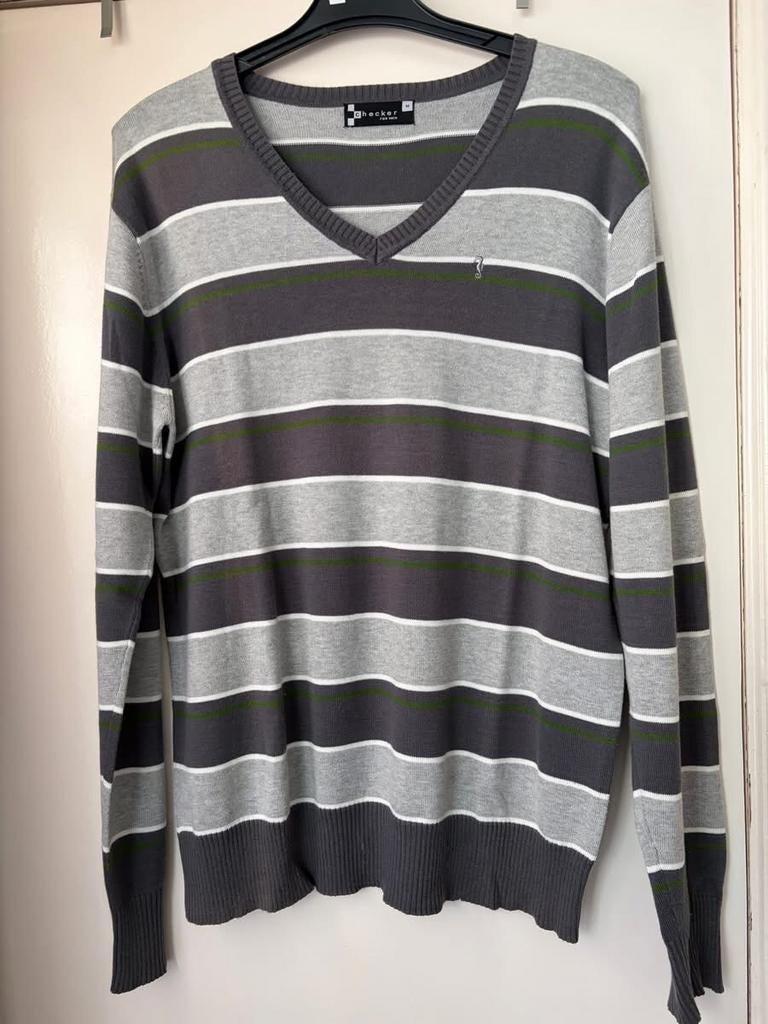 Geruite trui met V-hals voor heren, maat M, Checker for Men, Zo goed als nieuw, Maat 38/40 (M)
