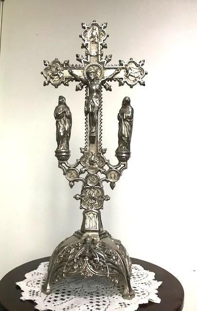 Kruis crucifix zilver Stijlvol Altaar Frans antiek😍💑🙏🤗✨, Ophalen of Verzenden