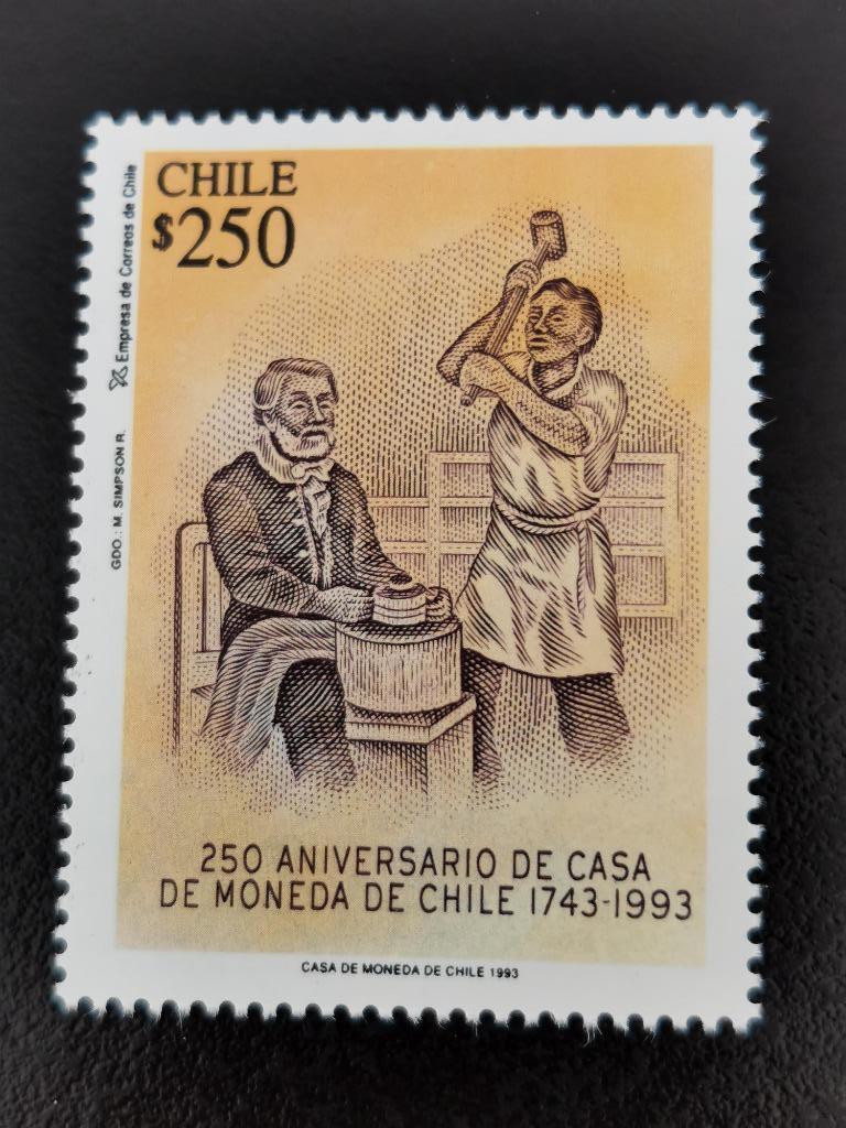 Chili 1993 - Monnaie chilienne - 250 ans de Casa de Moneda *, Enlèvement ou Envoi, Non oblitéré, Amérique du Sud