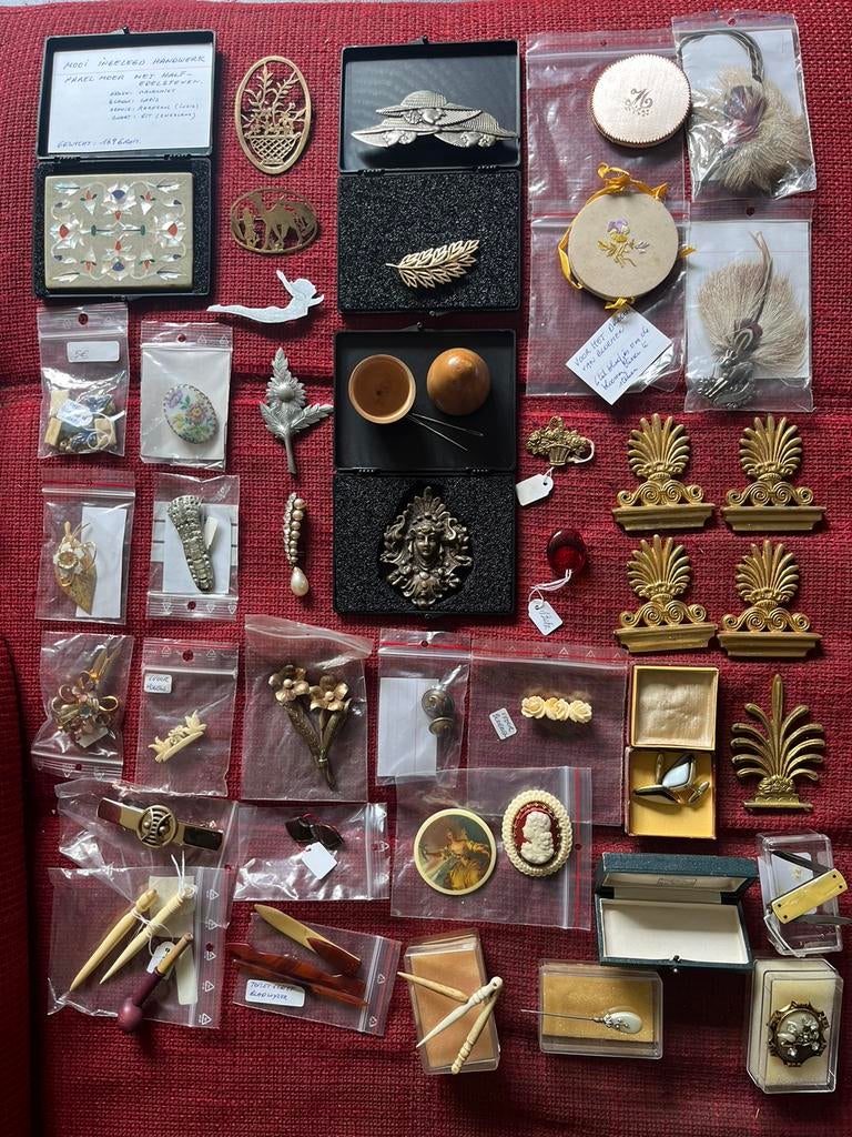 Vintage retro antiek juwelen zilver glas, Handtassen en Accessoires, Ophalen, Zilver