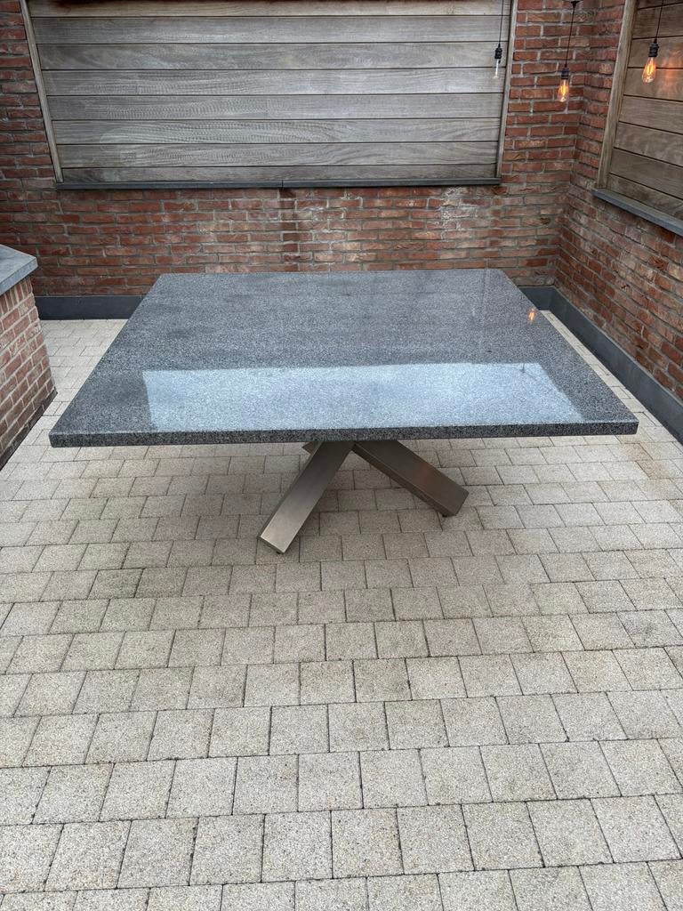 Granieten tuintafel, Tuin en Terras, Tuintafels, Ophalen, Gebruikt, Vierkant