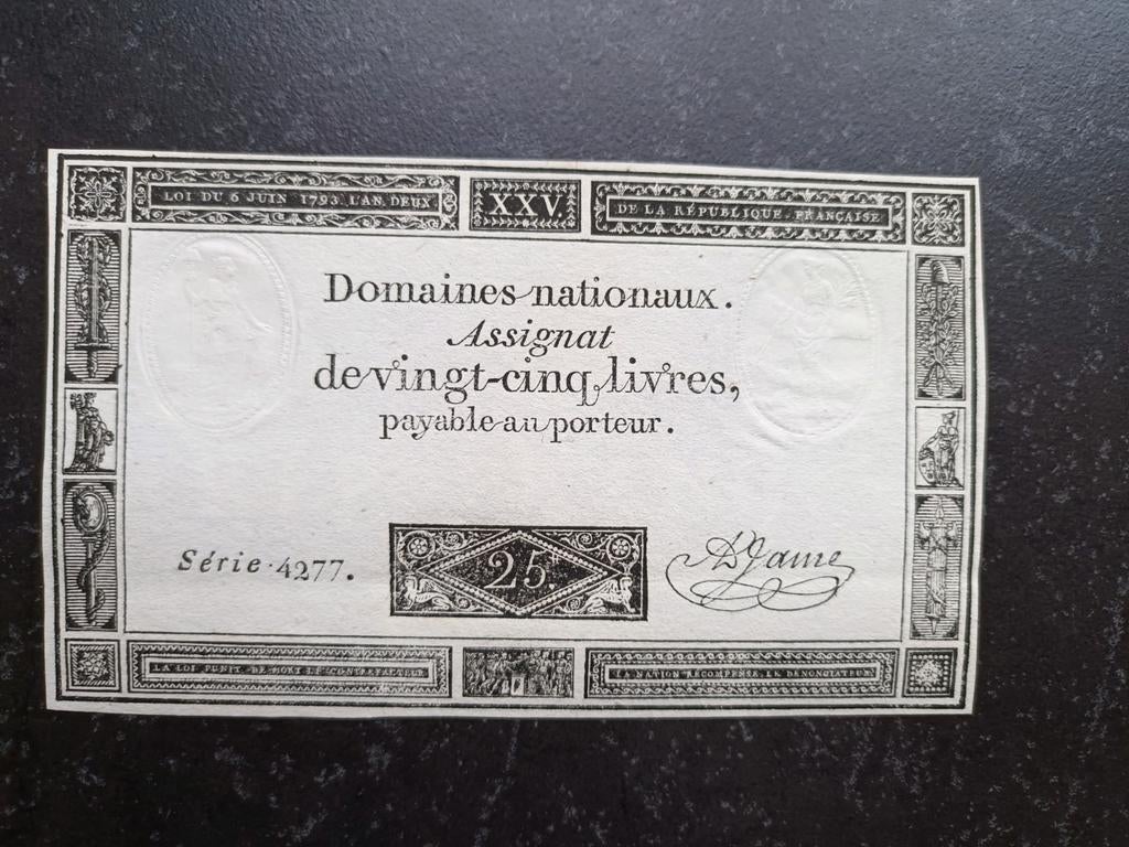 Quasi nieuwstaat 25 Livres 1793, Ophalen of Verzenden, Los biljet