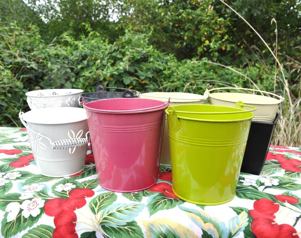 lot de 8 cache pot en metal, Rond, Ophalen of Verzenden, Zo goed als nieuw, Balkon