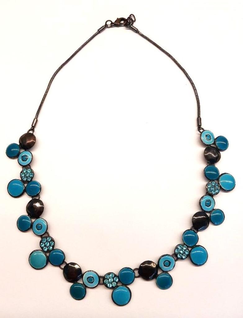 Turquoise halsketting, Bijoux, Sacs & Beauté, Colliers, Comme neuf, Enlèvement, Bleu, Avec strass