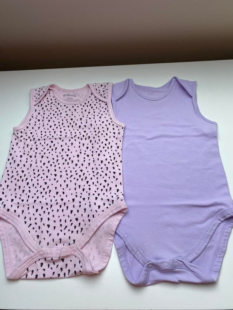 2 mouwloze body’s maat 74/80, Nacht- of Onderkleding, Meisje, Ophalen of Verzenden, Zo goed als nieuw