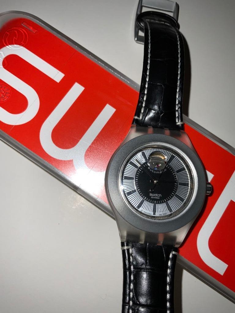 Montre automatique Swatch Diaphane, Montre-bracelet, Enlèvement ou Envoi, Cuir, Swatch