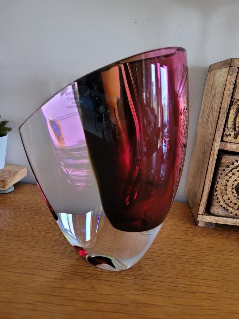 Mirage vaas van Kosta Boda roze/grijs, Huis en Inrichting, Ophalen, Glas