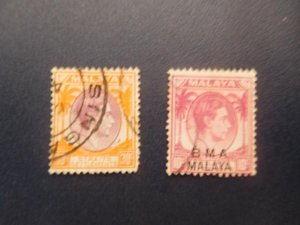 2 postzegels uit Malaya (Maleisië), Ophalen of Verzenden, Gestempeld