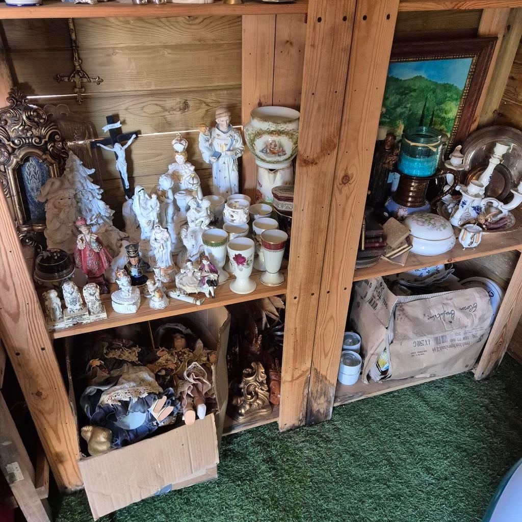Partij antiek brocante kristal porcelein val-saint-lambert, Ophalen