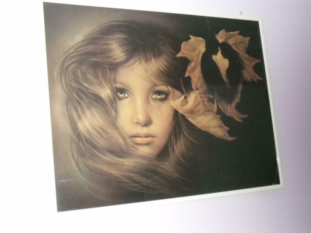 Tableau sous verre : Fille en pleurs / année 1982, Maison & Meubles, Enlèvement, Comme neuf
