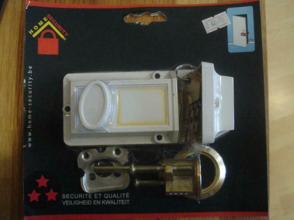 Verrou de porte home security brun ou blanc avec cylindre, Enlèvement ou Envoi, Neuf