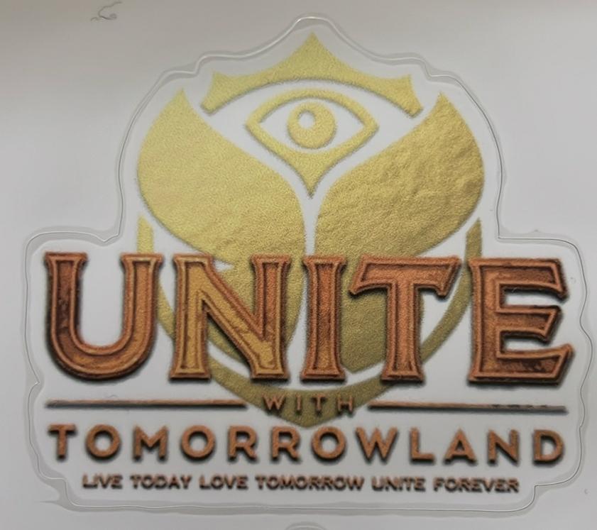Vinylsticker Unite Tomorrowland - voor op auto raam kamer, Verzamelen, Merken en Reclamevoorwerpen, Zo goed als nieuw, Overige typen