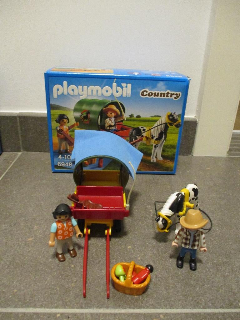Playmobil 6948, pique-nique avec calèche, complet,, Envoi, Comme neuf, Ensemble complet