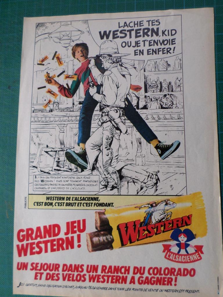 L 'Alsacienne chocolat - publicité papier Western - 1982, Ophalen of Verzenden, Gebruikt, Overige typen