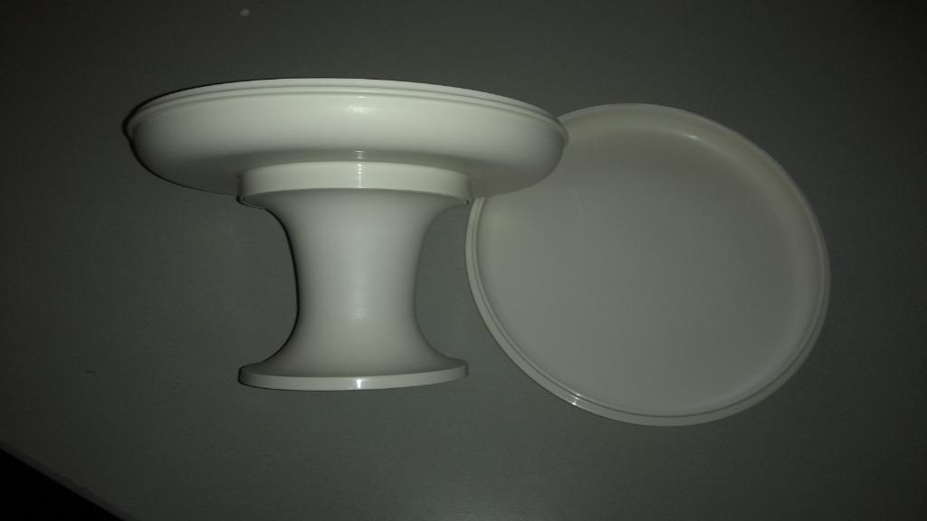 Tupperware Hapjes taart schaal met koel of warmhoud voet, Ophalen of Verzenden, Zo goed als nieuw, Schaal