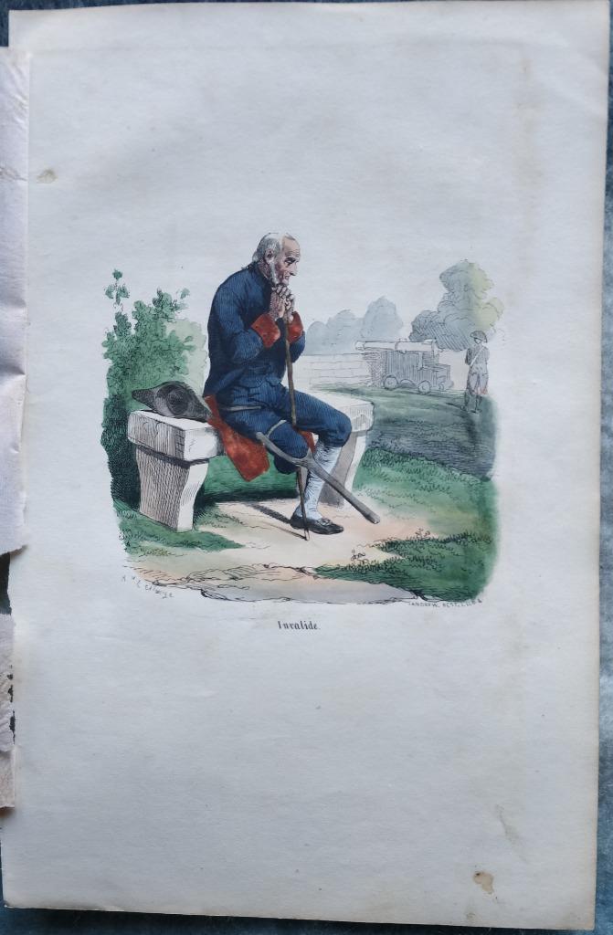 Gravure van een invalide. Napoleon Frankrijk, Ophalen of Verzenden, Landmacht, Foto of Poster
