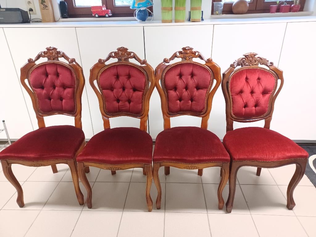 4 antieke Louis XV (???) stoelen, Enlèvement, Comme neuf, Tissus